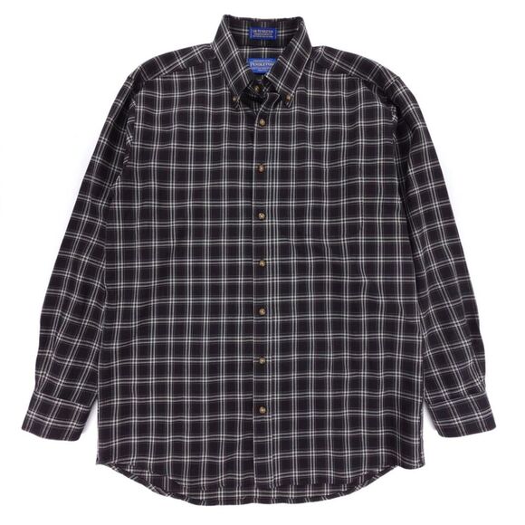 NEW Sir Pendleton Merino Wool Flannel Shirt Jacket Shacket Black Plaid Minimal - Picture 1 of 8